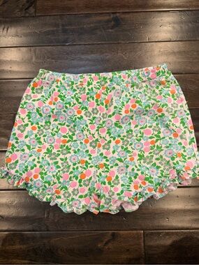 The Beaufort Bonnet Company Floral Scallop Hem Shorts in Pink, Green & Orange
